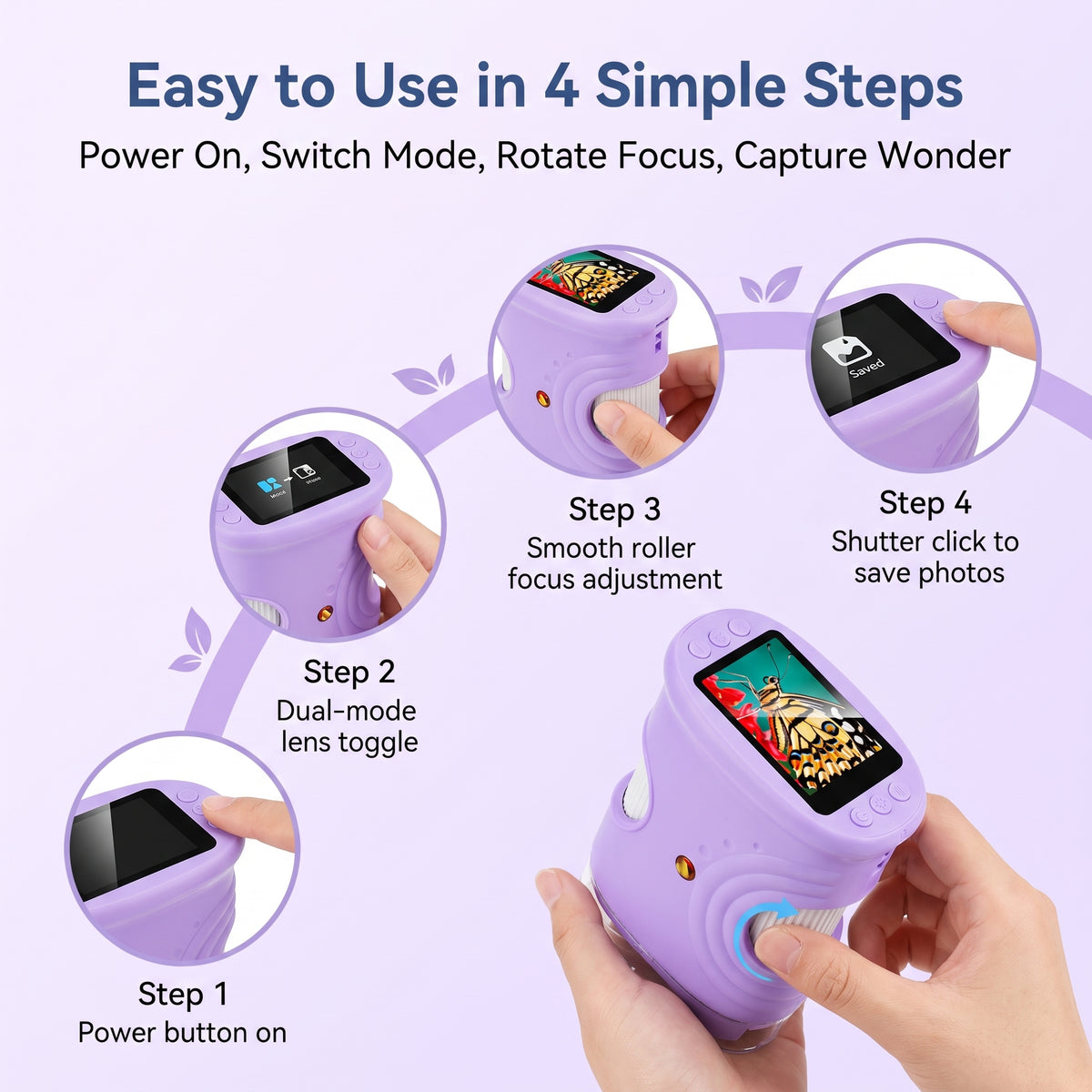 1080P Digital Microscope for Kids, 50X–1000X STEM Discovery Toy