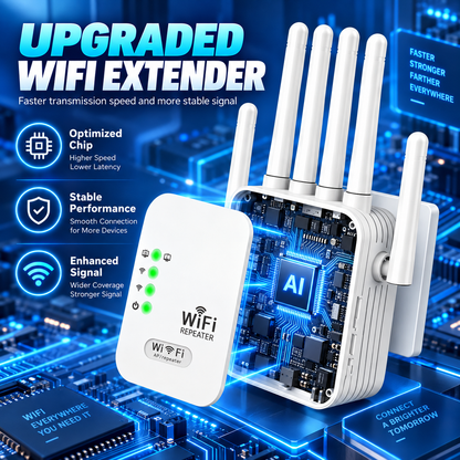 6-Antenna WiFi Range Extender – Up to 9,800 Sq. Ft. Whole Home Coverage